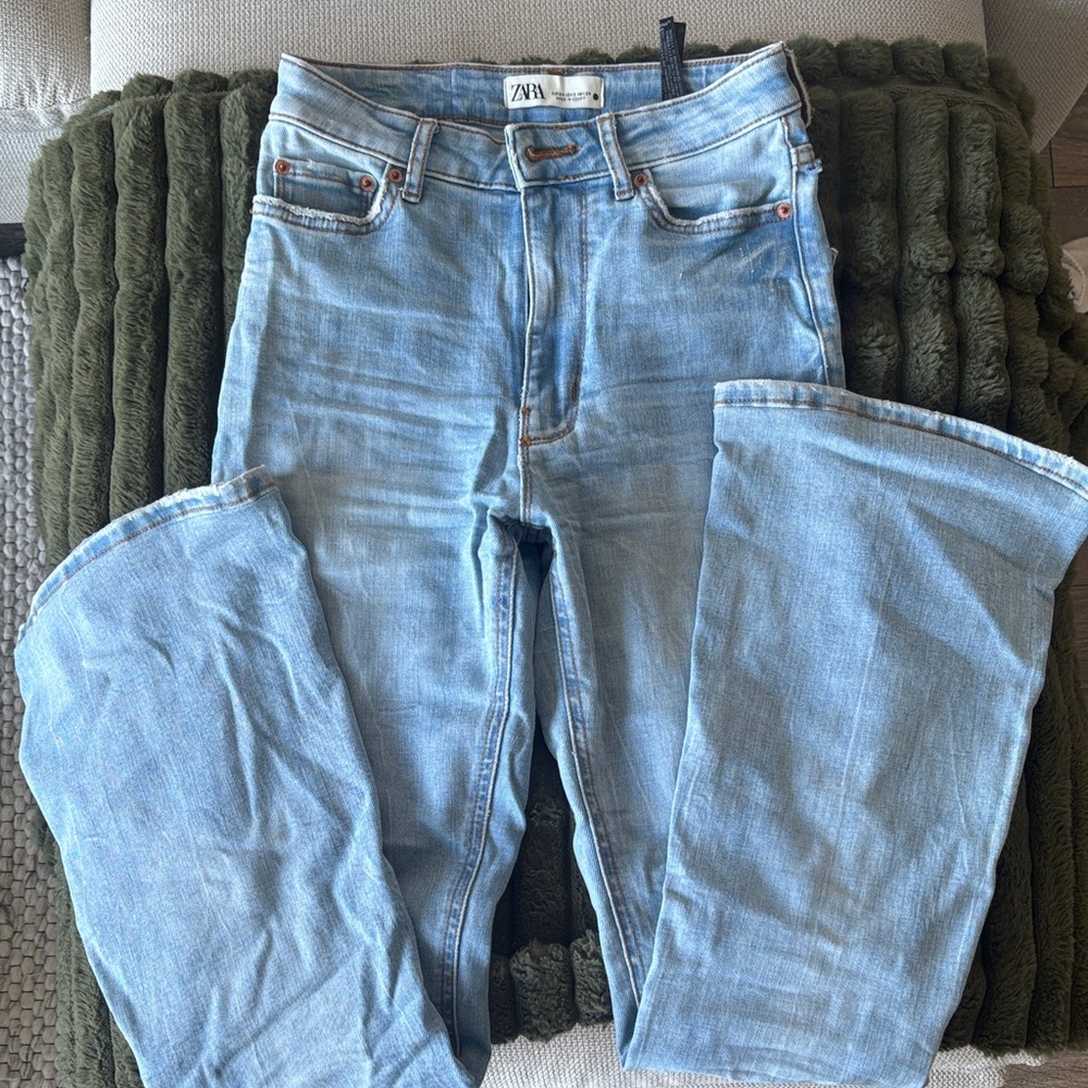 Zara Sky Blue Denim Trousers